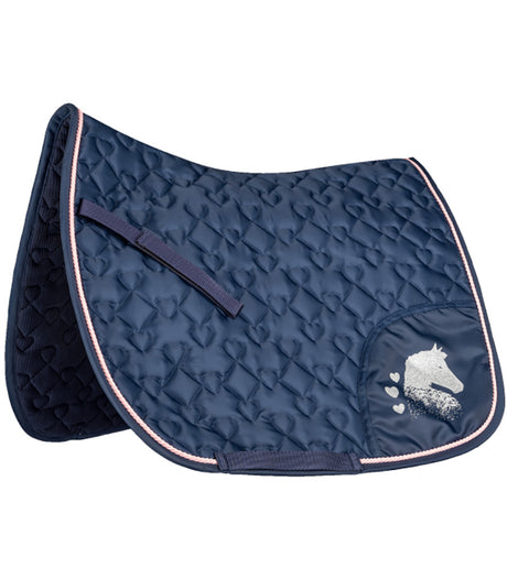 Lucky Hearts Saddle Pad - Full - Night Blue