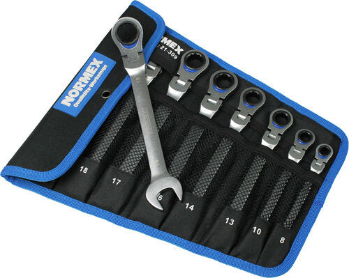 Swivel Head Combination Gear Wrench Set 8pce