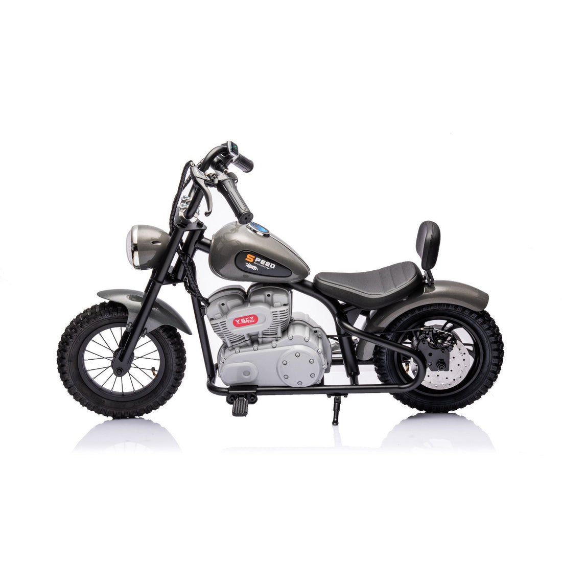 36V Electric Chopper Motor Cycle Ride on with Twist Grip Throttle | Grey - Age 7+