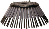 Weed brushes of flat spring steel with PVC sheath, heavy version
