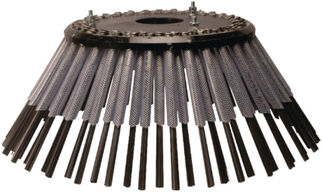 Weed brushes of flat spring steel with PVC sheath, heavy version
