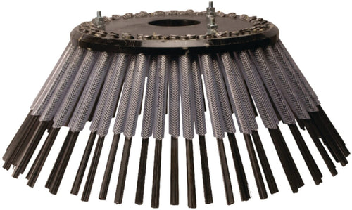 Weed brushes of flat spring steel with PVC sheath, heavy version