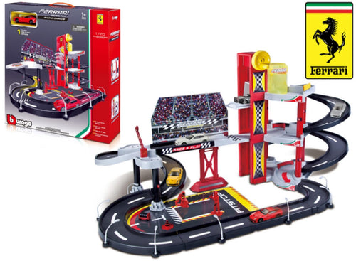 Bburago Race & Play three-level racing garage + 1 Ferrari F12