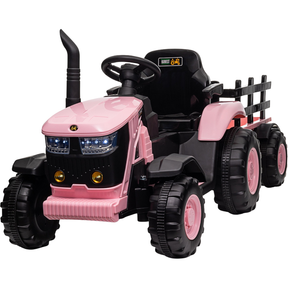 Turbo Harvest 12V Electric Ride On Tractor with Trailer Pink