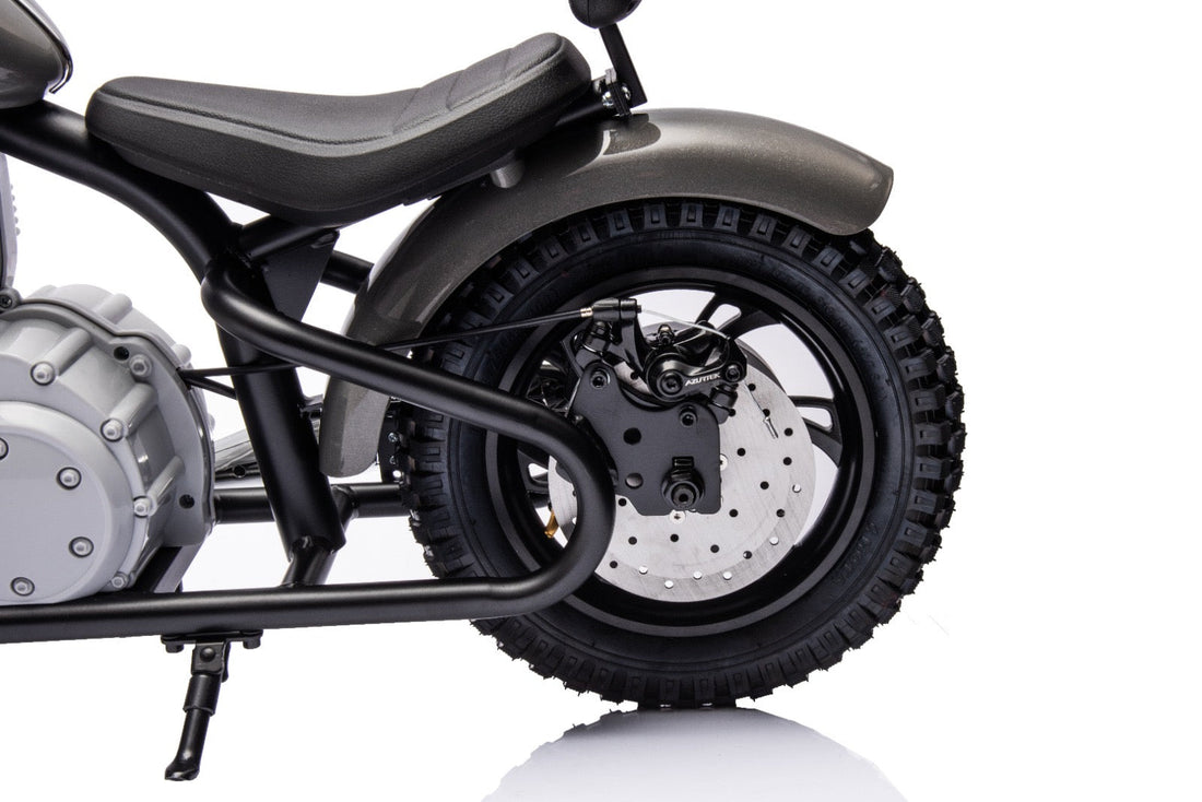 36V Electric Chopper Motor Cycle Ride on with Twist Grip Throttle | Grey - Age 7+