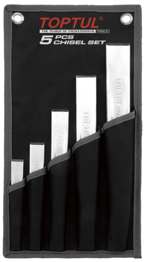Ribbed Flat Chisel Set in wallet 5Pc