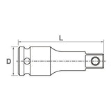 Toptul Impact Extension Bar 3/8" Dr 150mm