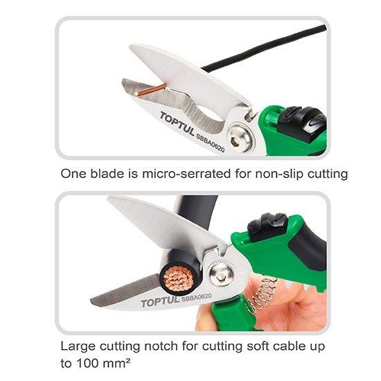 Toptul Electrician's Scissors Heavy Duty Angled 204mm