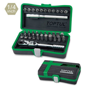 34PCS 1/4"Hex Mini Ratchet Bit Set CRV