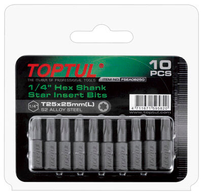 T40 25mm Screwdriver Bit Set 10pce