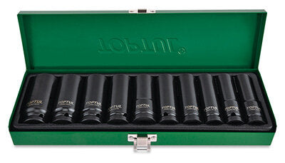 10 Pce 1/2"dr 6PT deep impact socket set