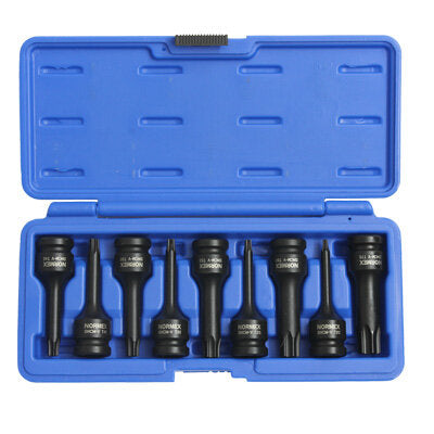 9Pce 1/2" Drive Air Impact TX Socket Set T20 - T70