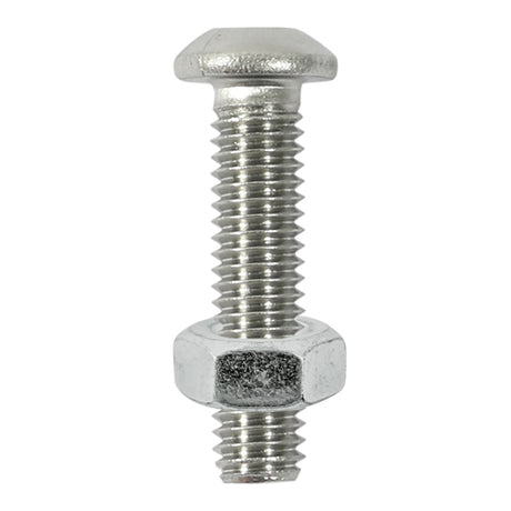 Timco Button Socket Screw & Nut - Stainless Steel