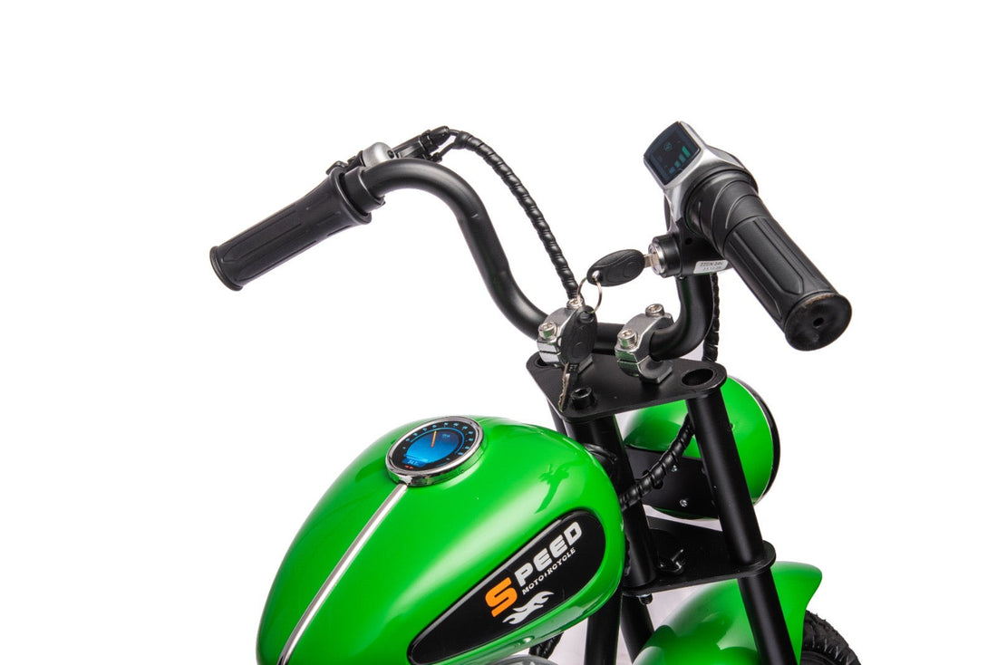 36V Electric Chopper Motor Cycle Ride on with Twist Grip Throttle | Green - Age 7+