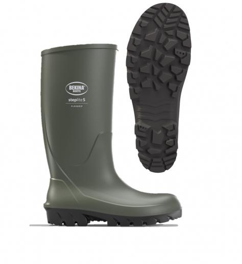 Bekina Steplite Flexigrip Steel Toe Wellington Green