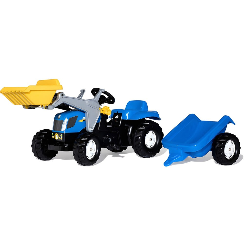 New Holland with Loader & Trailer