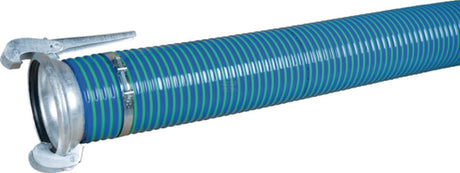 PVC suction and delivery hose blue/green 8" complete with Female/Male connections Italien system type A Anfor