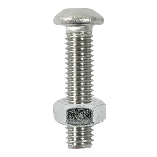 Timco Button Socket Screw & Nut - Stainless Steel