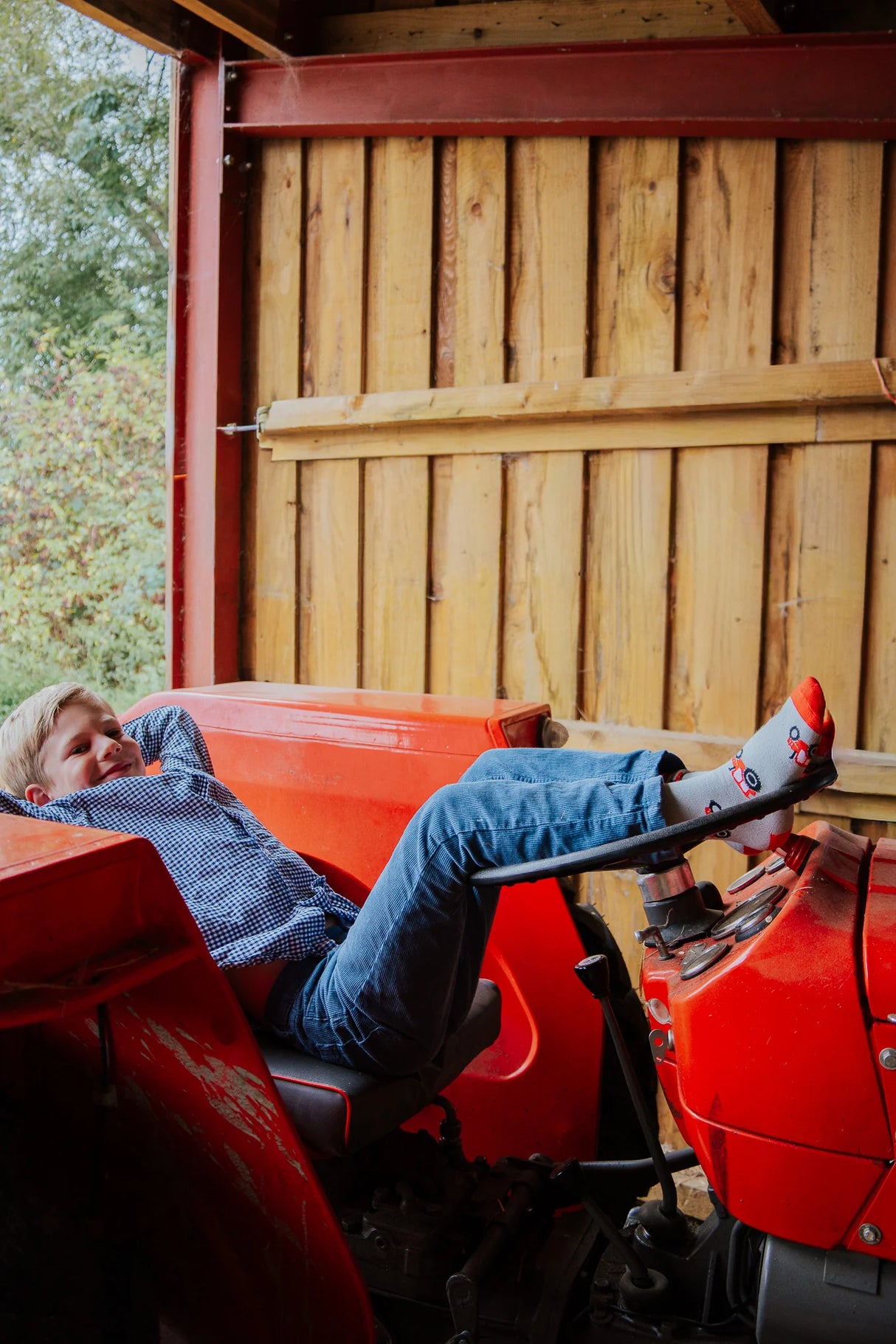 Childrens Red Tractor Crew Socks