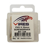 Vires PH1 25mm TiN Screwdriver Bit Set 10pce