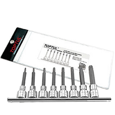 8PCS 1/2"Dr Long Pentacle Bit Socket Rail Set