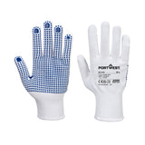 Portwest A110 Grip  13 PVC Dotted Glove White/Blue