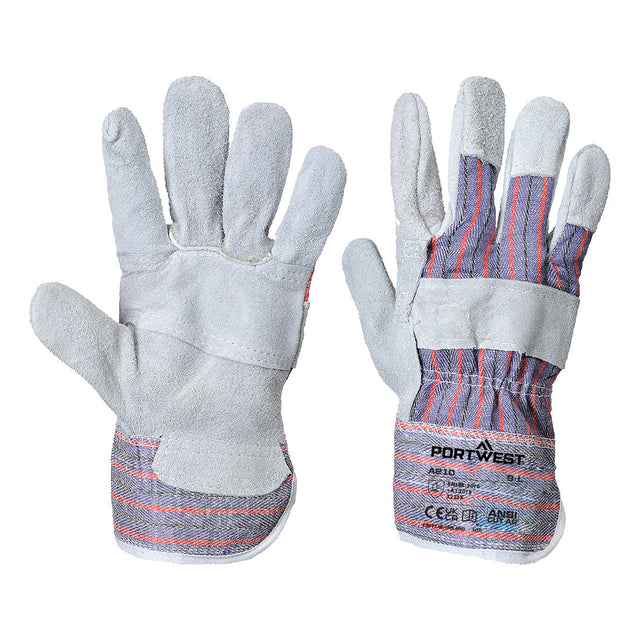 Portwest A210 Leather Rigger 260 Cow Split Palm Bar Glove Grey