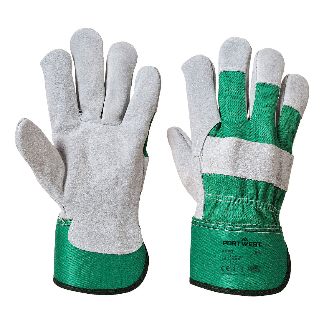 Portwest A220 Leather Rigger 130 Cow Split Glove Green