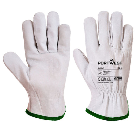 Portwest A260 Leather Driver 115 Goat Grain Glove Grey