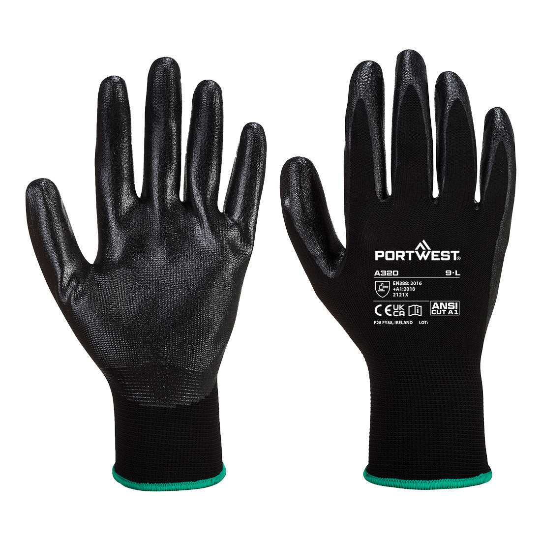 Portwest A320 Grip 13 Nitrile Foam Glove Black