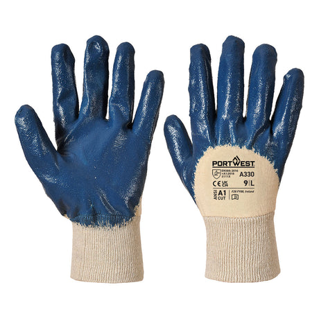 Portwest A330 Grip 12 Nitrile Light Knitwrist Glove Navy