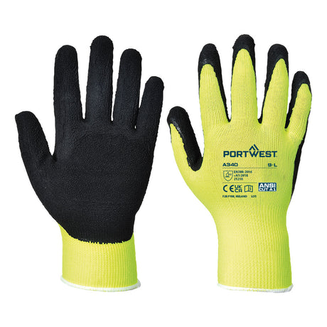 Portwest A340 Grip 13 Latex Foam Hi-Vis Glove Yellow