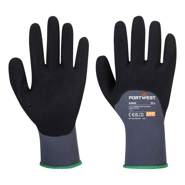 Portwest A352 Grip 15 Nitrile Sandy 3/4 Palm Glove Grey/Black