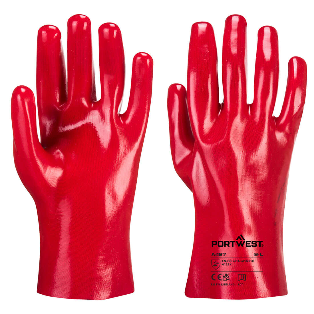 Portwest A427 Grip 12 PVC Gauntlet 27cm Red