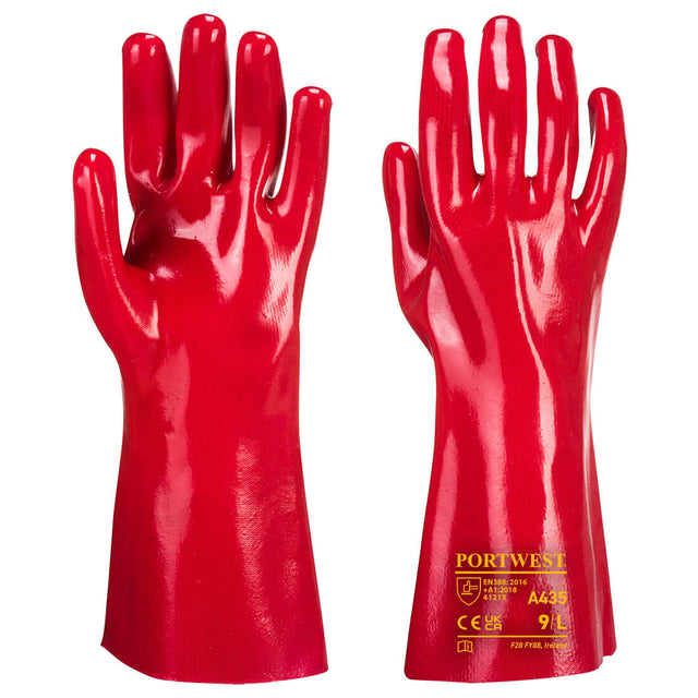 Portwest A435 Grip 12 PVC Gauntlet 35cm Red