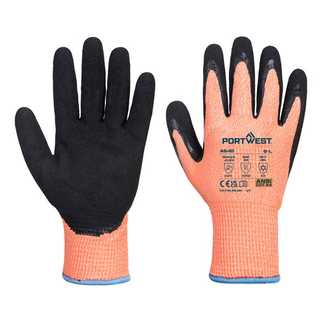 Portwest A646 Cold D13 Nitrile Viz-Tex Cut Glove Orange/Black