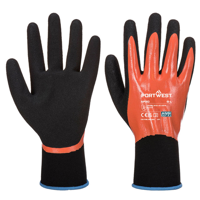 Portwest AP30 Grip 13 Nitrile Foam Aqua Glove Orange/Black