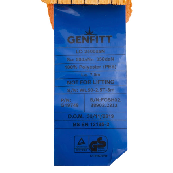 LASHING RATCHET 5T x 10m x 50mm ORANGE