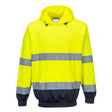Portwest B316 Hi-Vis Contrast Hoodie Yellow/Navy