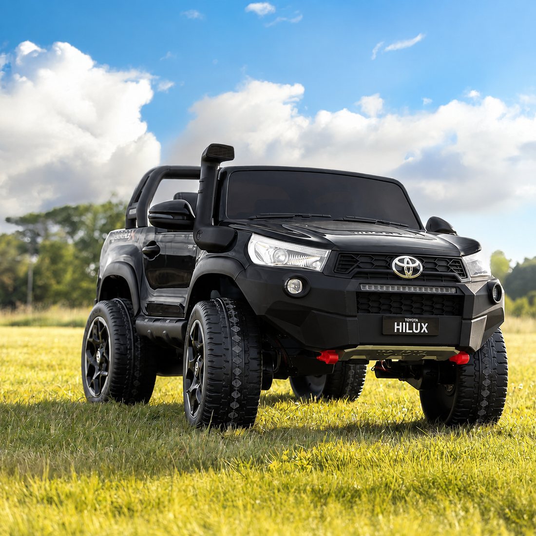 Licensed Toyota Hilux in Black RuggedX Two Seat Ride On Jeep