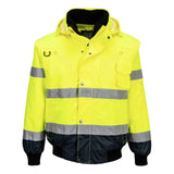 Portwest C465 Hi-Vis 3-in-1 Contrast Bomber Jacket Yellow/Navy
