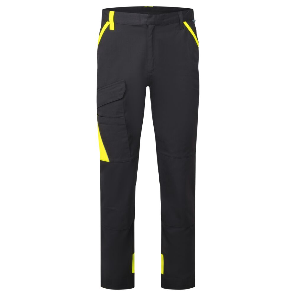 Portwest CD131 WX1 Two Tone Lightweight Cotton Work Trousers Black/Yellow
