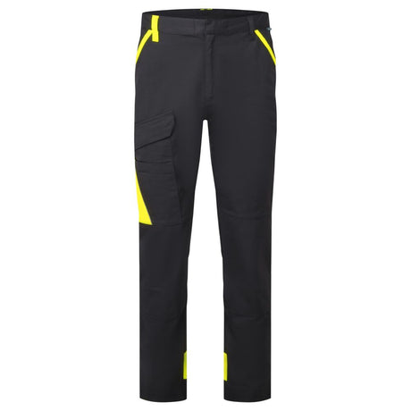 Portwest CD131 WX1 Two Tone Lightweight Cotton Work Trousers Black/Yellow