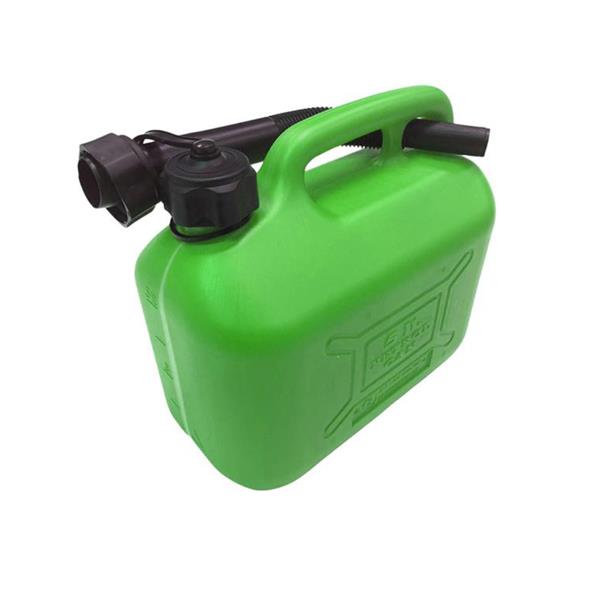 Green 5 Litre Plastic Fuel Can C/W Flexible Spout