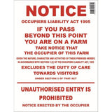 Occupiers Liability Act 1995 Farm Sign