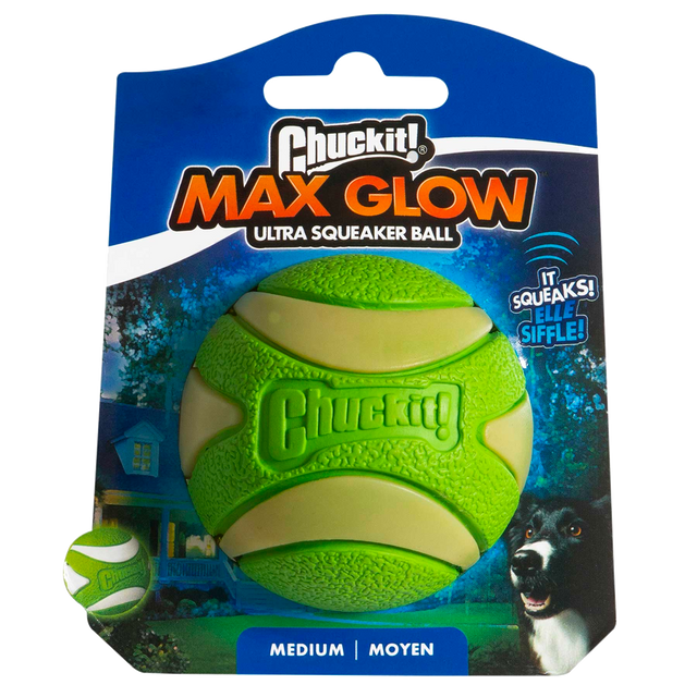 Chuckit! Max Glow Ultra Squeaker Ball M