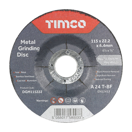 Timco Bonded Abrasive Disc - For Grinding