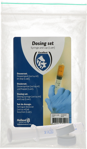 Dosing set (cap + syringe)