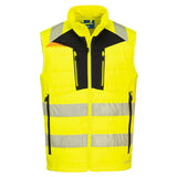 Portwest DX479 DX4 Hi-Vis Hybrid Baffle Bodywarmer Yellow/Black