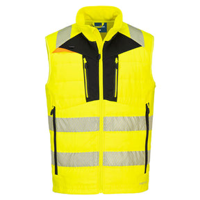 Portwest DX479 DX4 Hi-Vis Hybrid Baffle Bodywarmer Yellow/Black